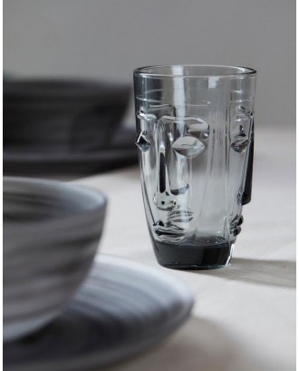 Pahar din sticla, gri, 13 cm, Faccia - SIMONA'S COOKSHOP